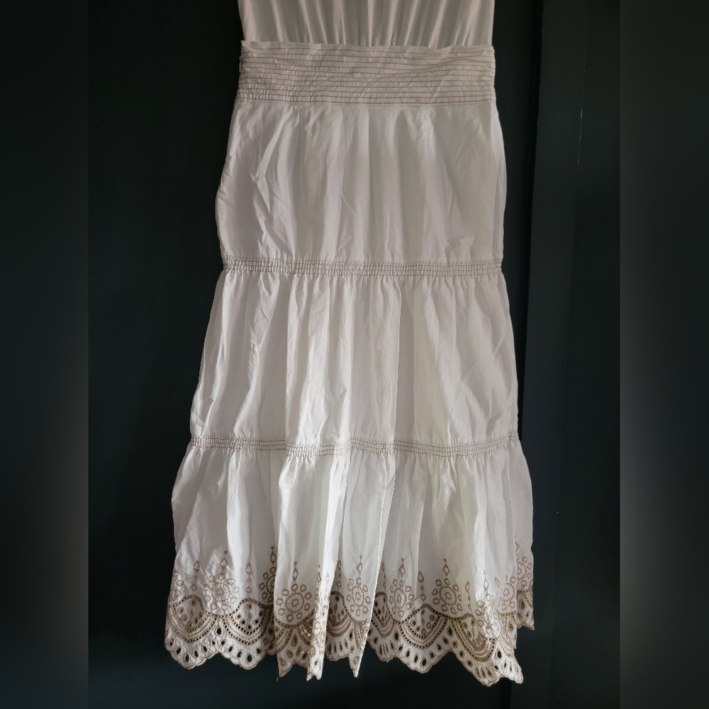 Veronica Beard Amaia Tiered Embroidered Casual‎ Midi Dress 100% Cotton White XS - Picture 10 of 16